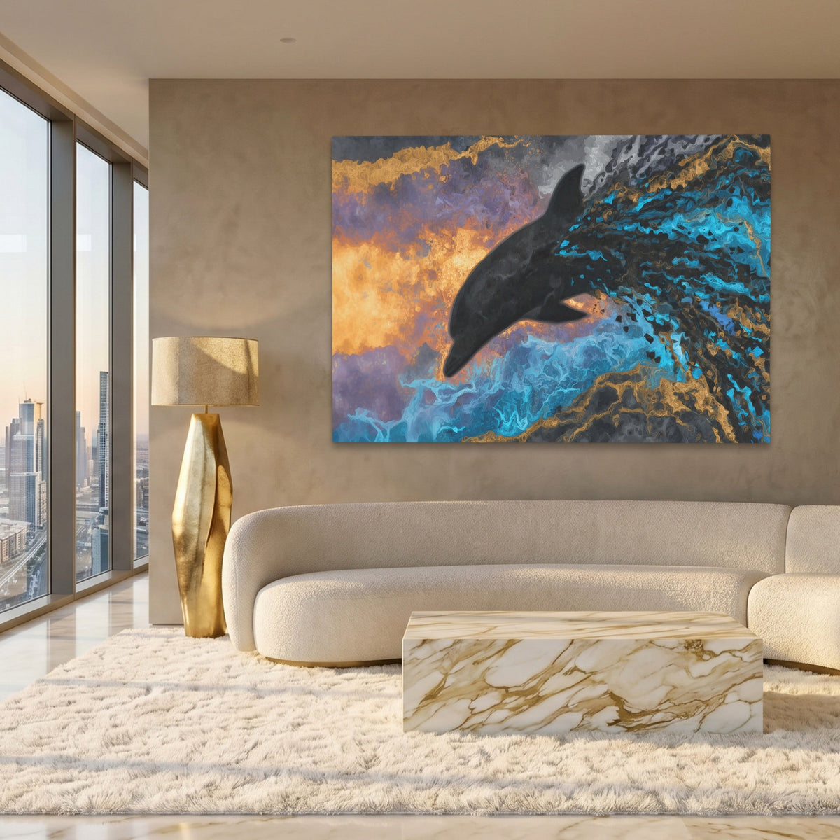 Blue Dolphin Burst - Luxury Wall Art