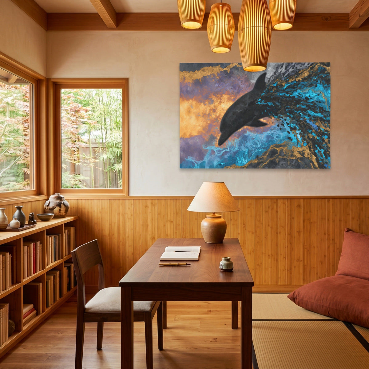 Blue Dolphin Burst - Luxury Wall Art