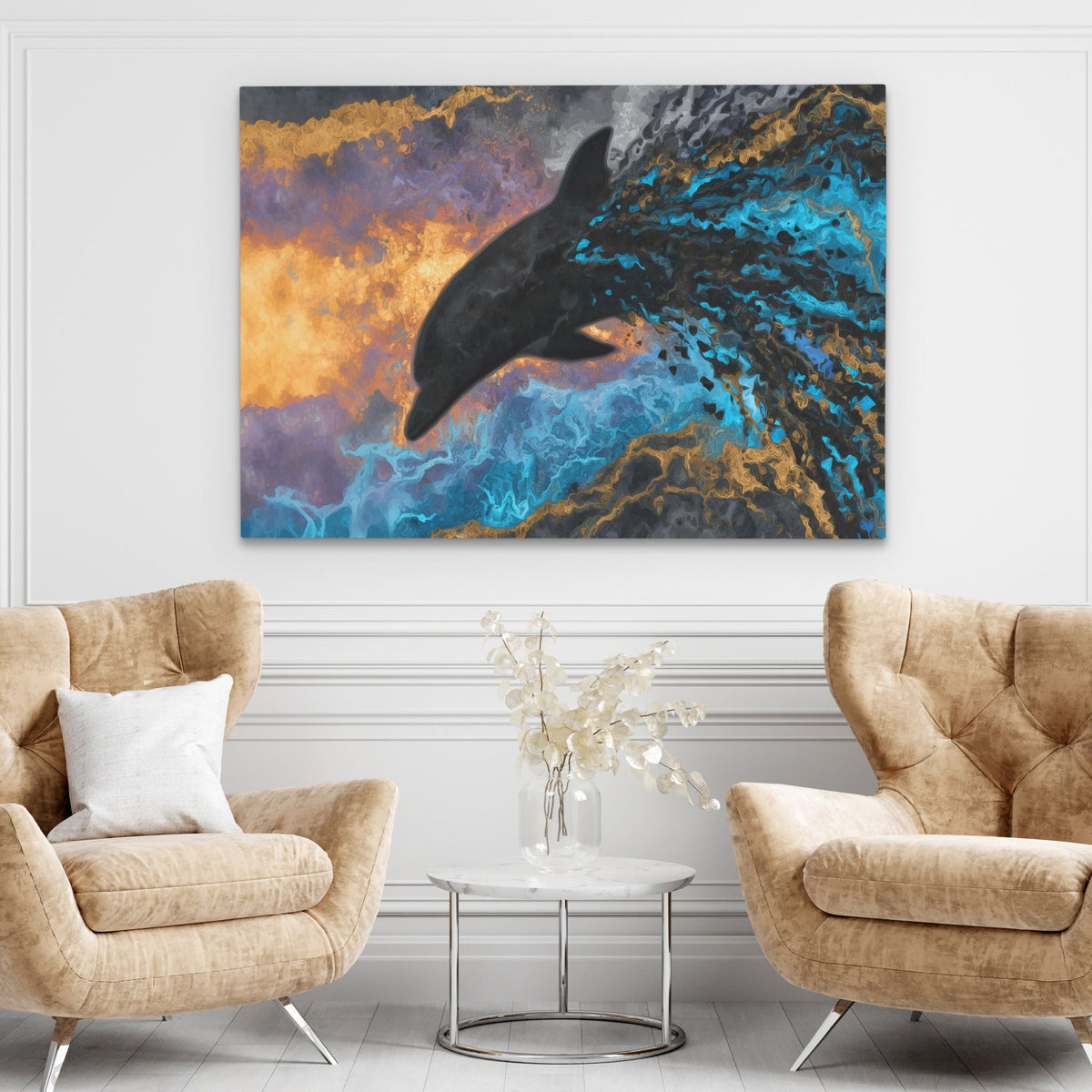 Blue Dolphin Burst - Luxury Wall Art