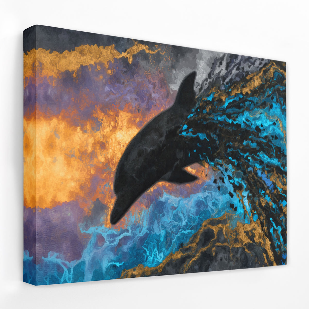 Blue Dolphin Burst — Blue Dolphin Burst Landscape   Side View   Mirror Wrap 129