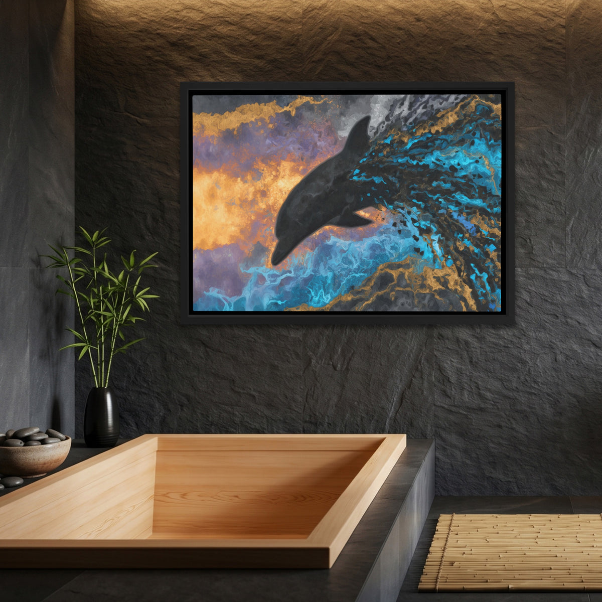Blue Dolphin Burst — Blue Dolphin Burst Bamboo Bathroom Land 33