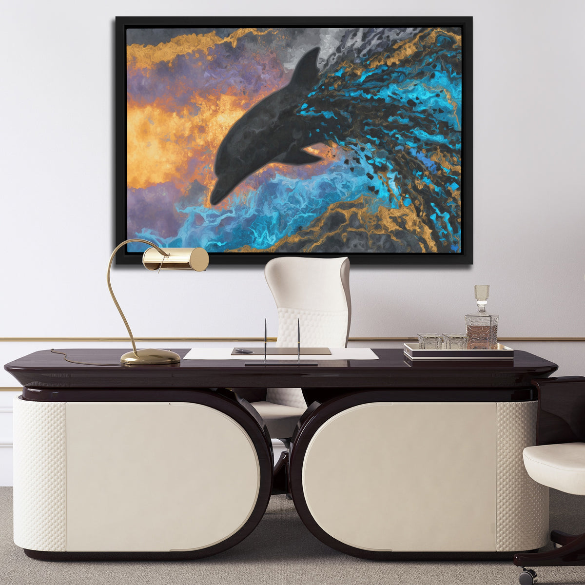 Blue Dolphin Burst — Blue Dolphin Burst Luxury Office Desk 145