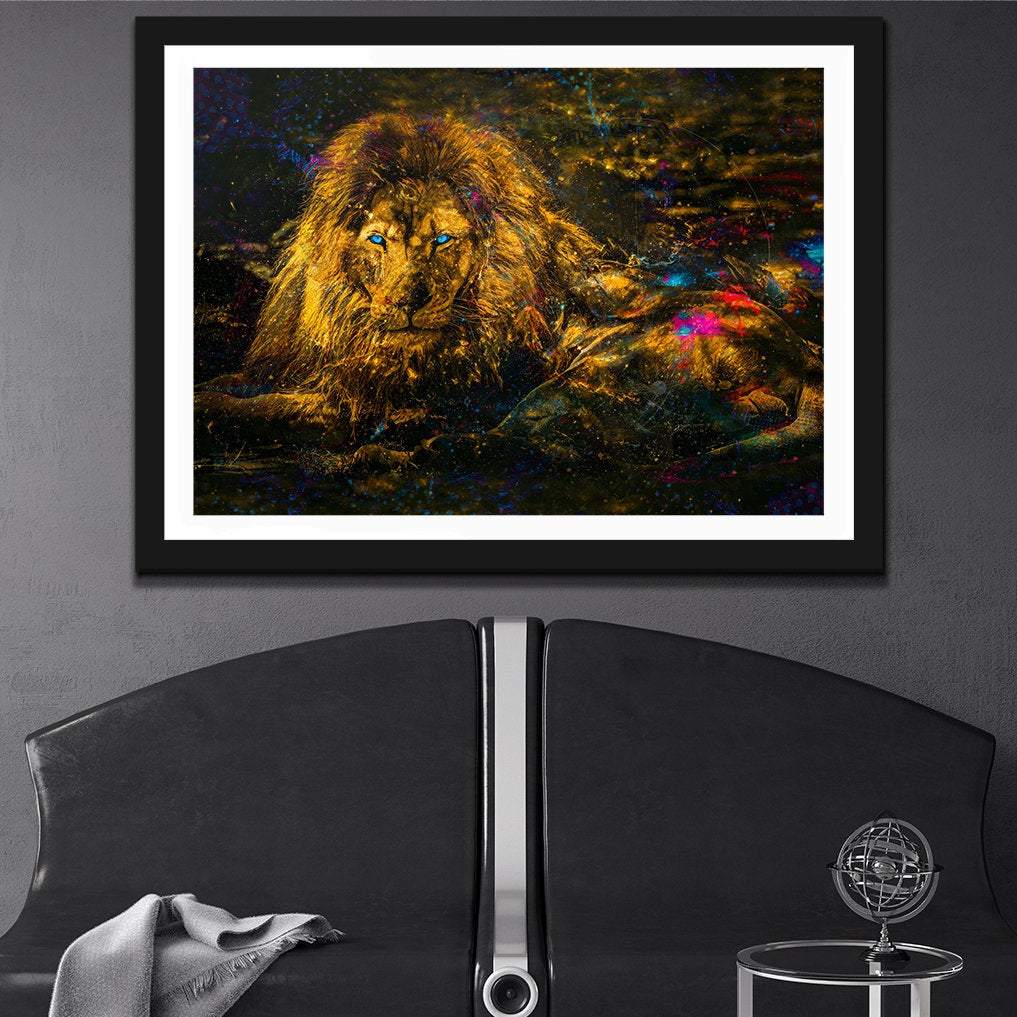 Blue Eye&#39;d Lion Semi - gloss Print - Luxury Wall Art