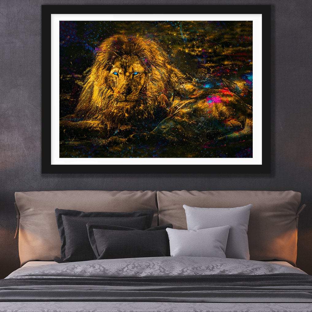 Blue Eye&#39;d Lion Semi - gloss Print - Luxury Wall Art