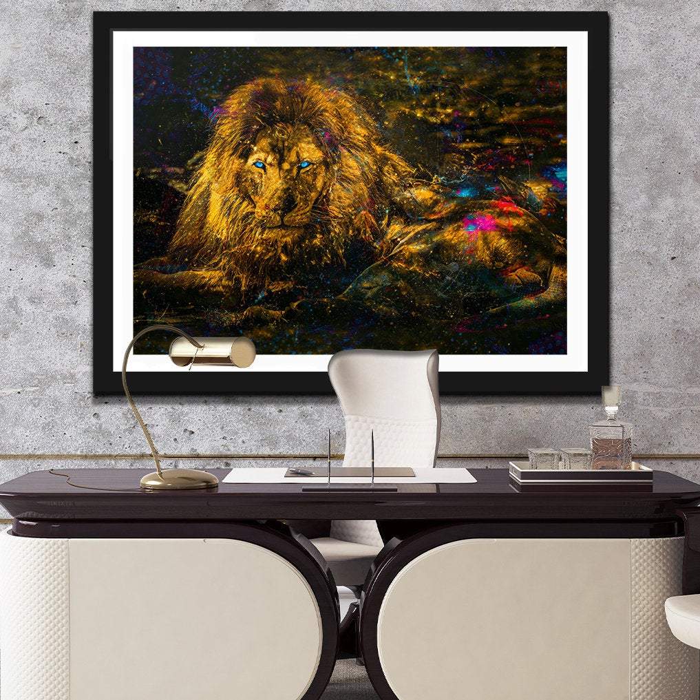 Blue Eye&#39;d Lion Semi - gloss Print - Luxury Wall Art