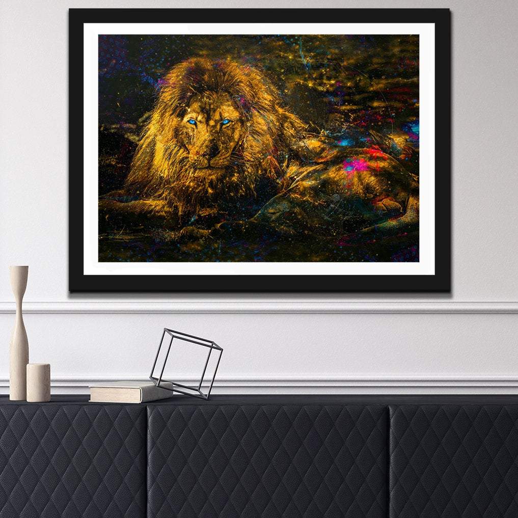 Blue Eye&#39;d Lion Semi - gloss Print - Luxury Wall Art