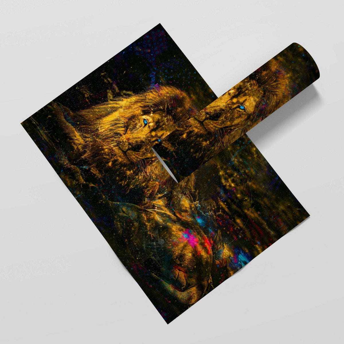 Blue Eye&#39;d Lion Semi - gloss Print - Luxury Wall Art