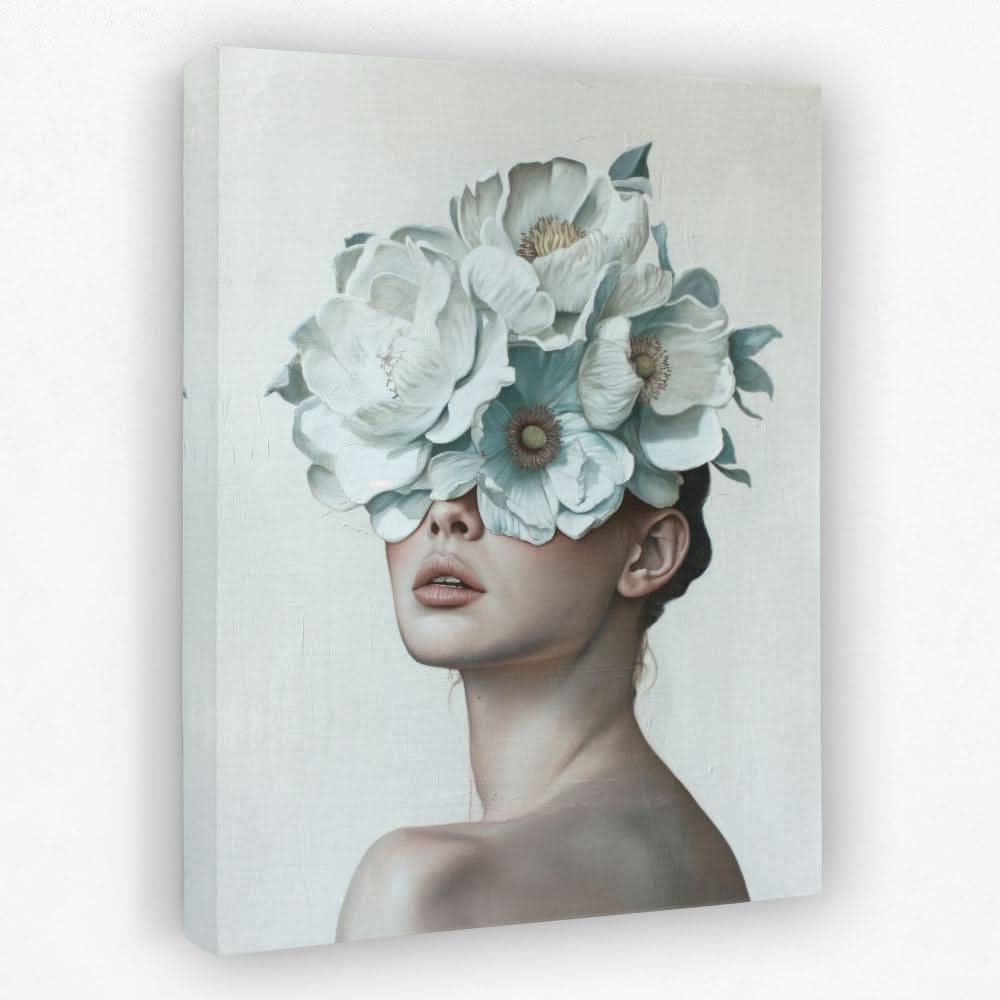 Blue Flower Lady - Feminine Canvas Wall Art