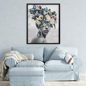 Blue Flower Woman - Luxury Wall Art