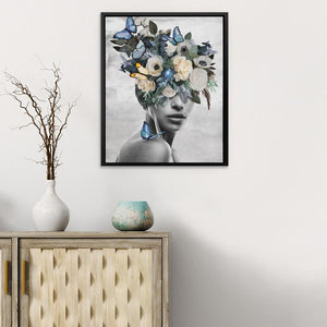 Blue Flower Woman - Luxury Wall Art