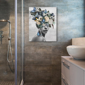 Blue Flower Woman - Luxury Wall Art