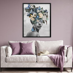 Blue Flower Woman - Luxury Wall Art