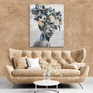 Blue Flower Woman - Luxury Wall Art