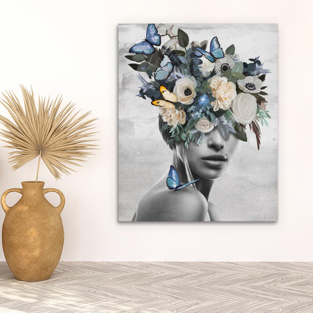 Blue Flower Woman - Luxury Wall Art