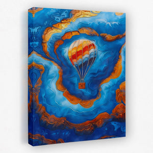 Blue Gold Hot Air Balloon - Luxury Wall Art