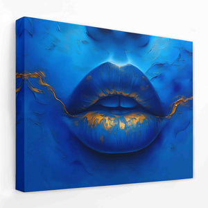 Blue Gold Lips - Luxury Wall Art