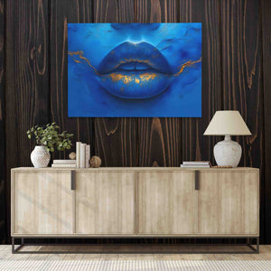 Blue Gold Lips - Luxury Wall Art