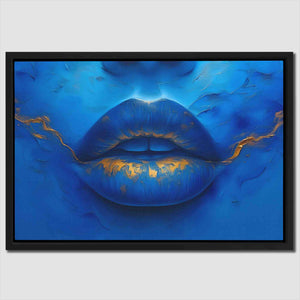 Blue Gold Lips - Luxury Wall Art