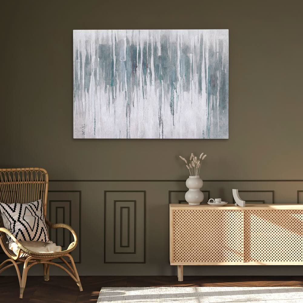 Blue Grey Wall - Gray Art