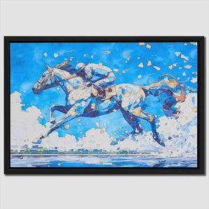 Blue Horse Racing - Luxury Wall Art