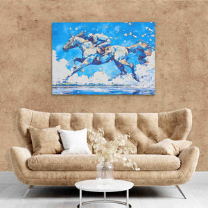 Blue Horse Racing - Luxury Wall Art