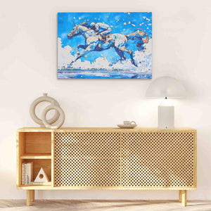 Blue Horse Racing - Luxury Wall Art