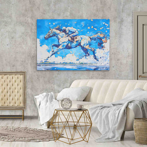 Blue Horse Racing - Luxury Wall Art