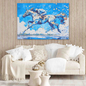 Blue Horse Racing - Luxury Wall Art