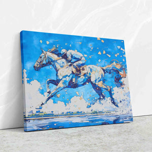 Blue Horse Racing - Luxury Wall Art