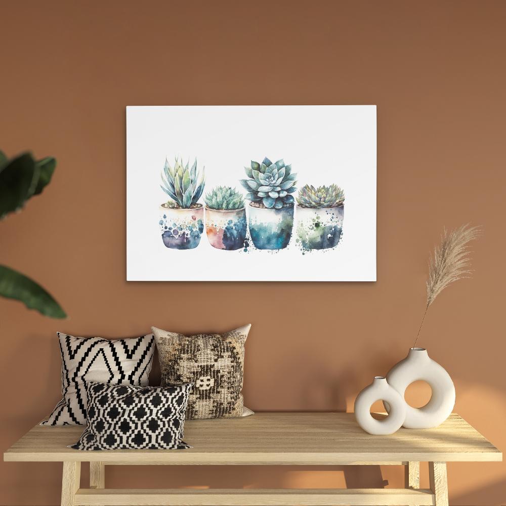 Blue Shades Succulents - Luxury Wall Art