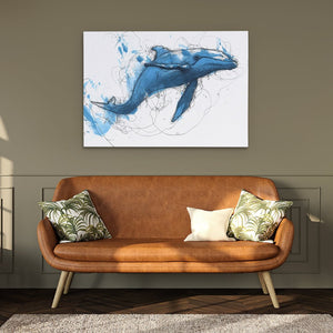 Blue Whale Doodle - Luxury Wall Art