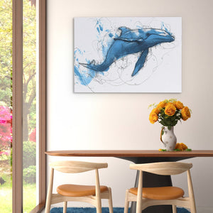 Blue Whale Doodle - Luxury Wall Art