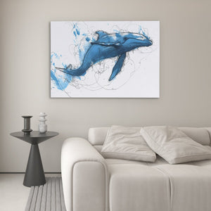 Blue Whale Doodle - Luxury Wall Art