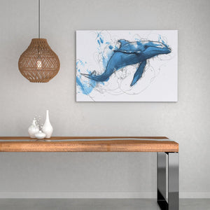 Blue Whale Doodle - Luxury Wall Art