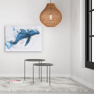 Blue Whale Doodle - Luxury Wall Art