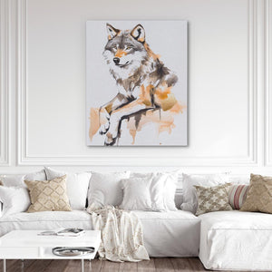 Blush and Gold Wolf - Luxury Wall Art