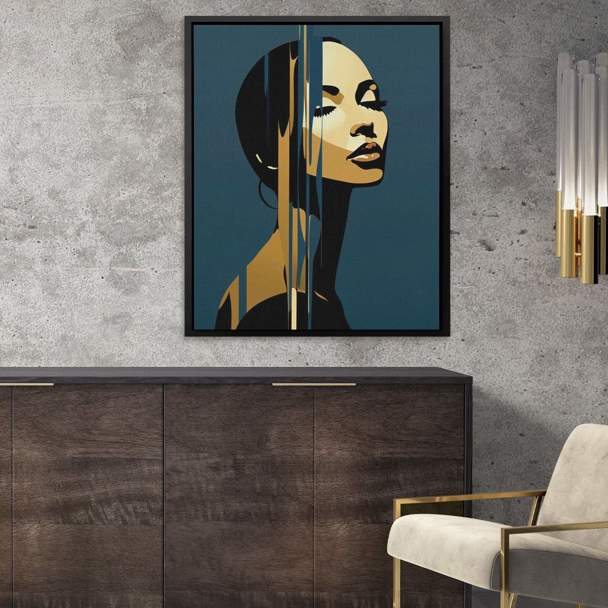 Bold Feminine Beauty Canvas | Blue Abstract Art