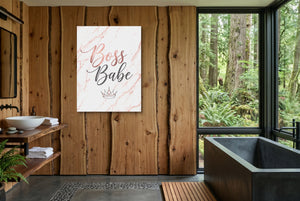 Boss Babe Pink Marble — boss babe pink marble wooden bathroom with window 1port flush print