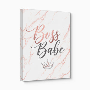 Boss Babe Pink Marble — boss babe pink marble angled flush print