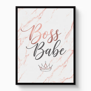 Boss Babe Pink Marble — boss babe pink marble white studio framed black
