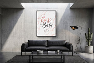 Boss Babe Pink Marble — boss babe pink marble modern minimalist living room 1port framed black