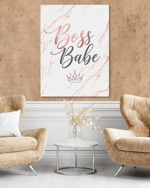 Boss Babe Pink Marble — boss babe pink marble psd clay wall tan chairs 1port flush print