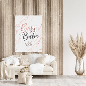 Boss Babe Pink Marble — boss babe pink marble sq beige art room 1port flush print