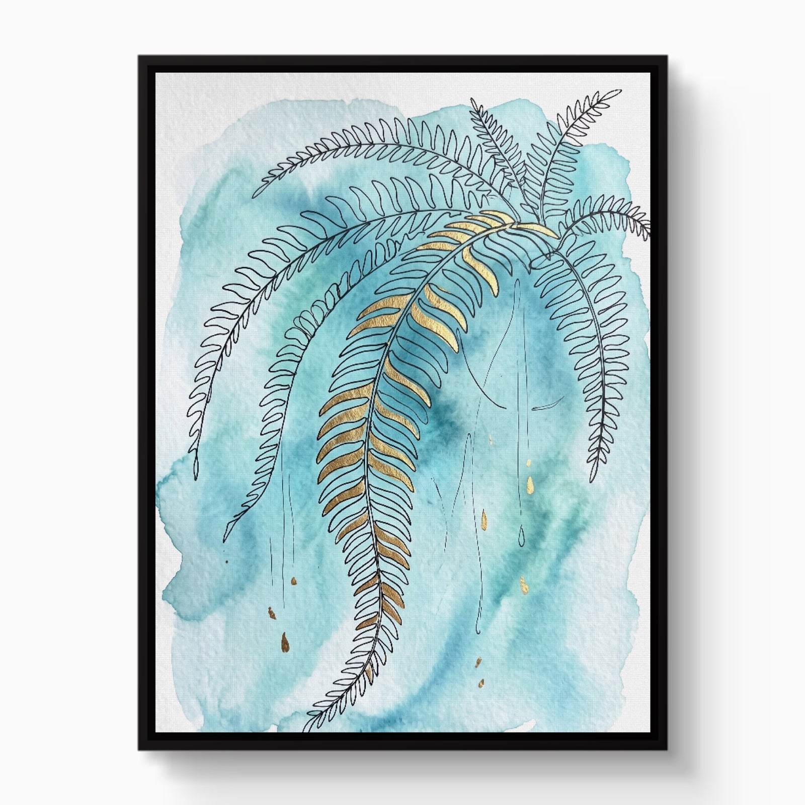 Boston Fern Cascade — boston fern cascade white studio framed black