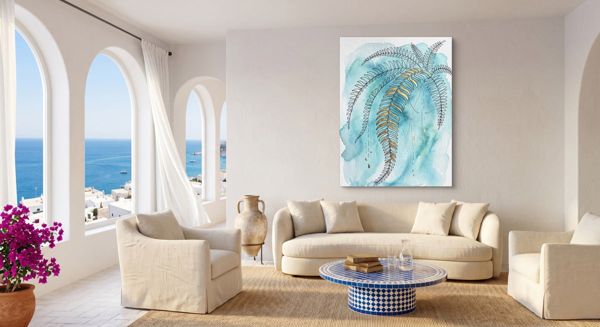 Boston Fern Cascade — boston fern cascade beachside couch livingroom 1port flush print