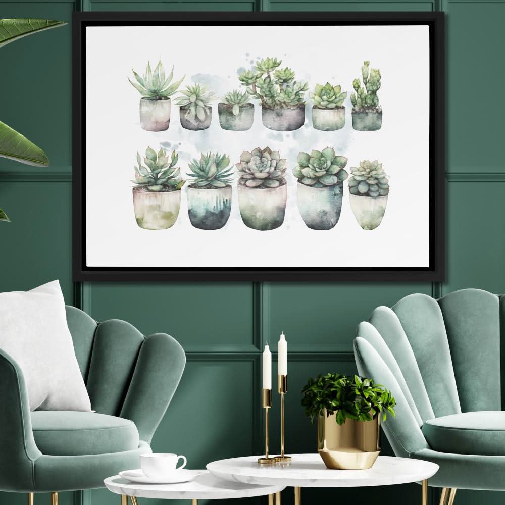 Botanical Pots - Minimalist Wall Art in Black Frame