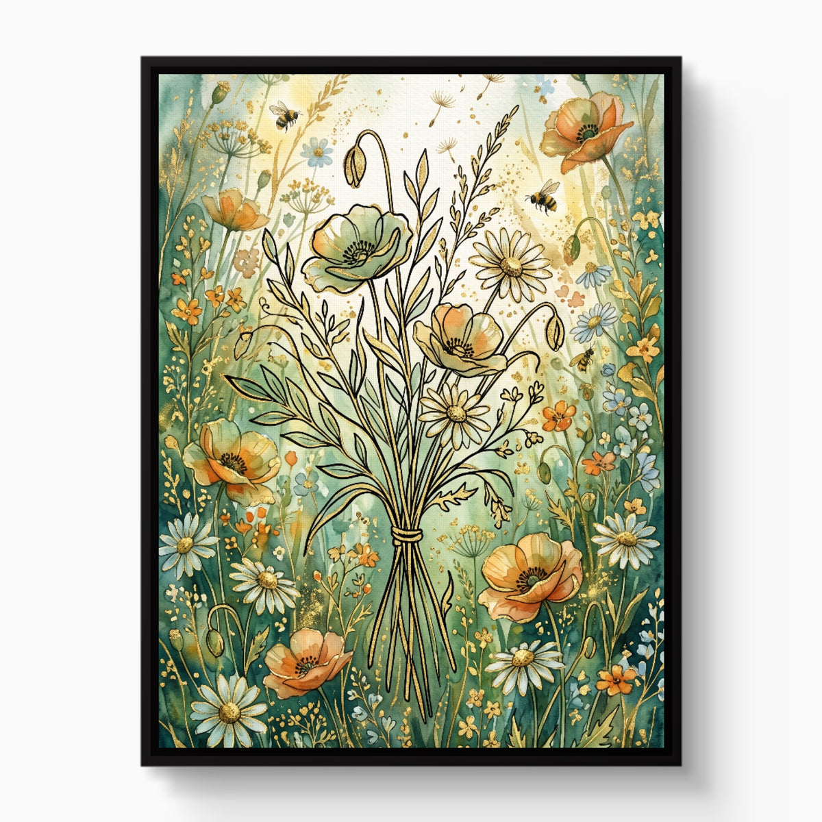 Bouquet Golden Meadow — bouquet golden meadow white studio framed black