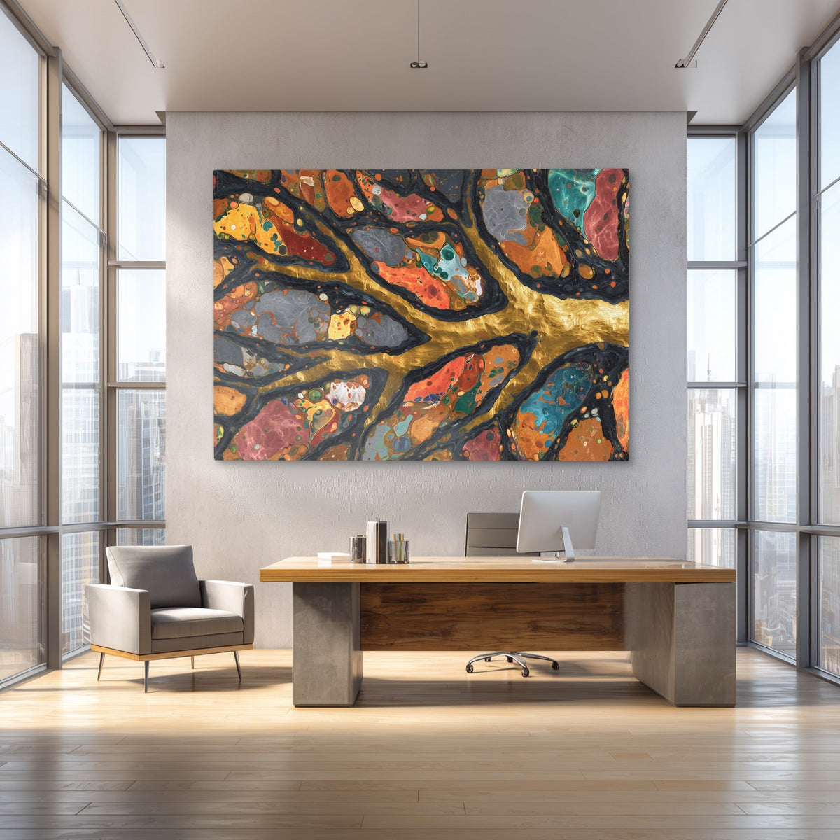 Branches Aged Splatter - Luxury Wall Art