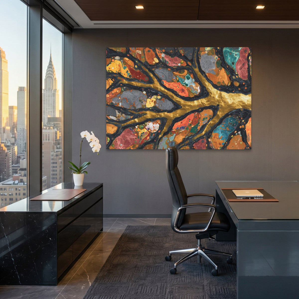 Branches Aged Splatter - Luxury Wall Art