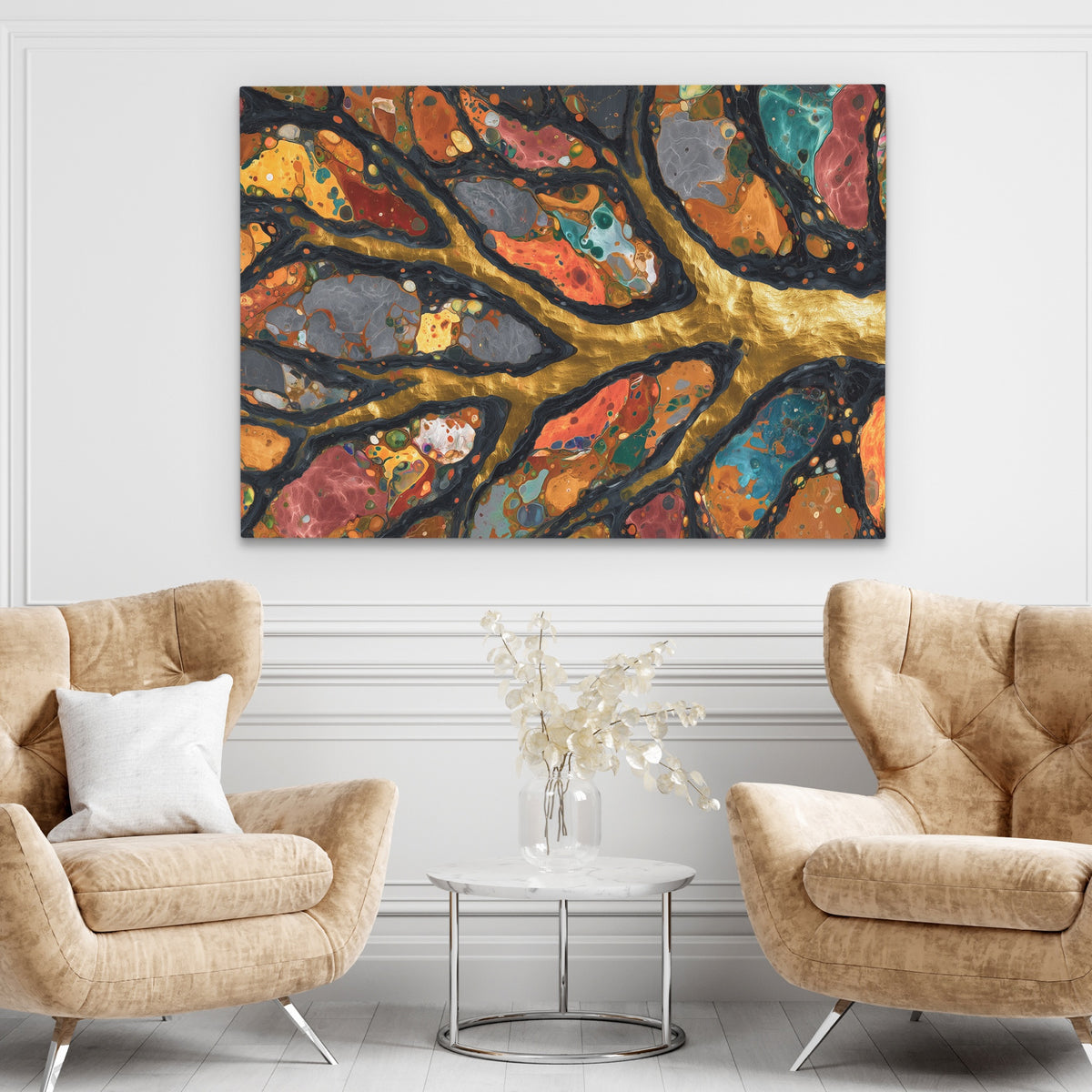 Branches Aged Splatter — Branches Aged Splatter brown chairs land 228